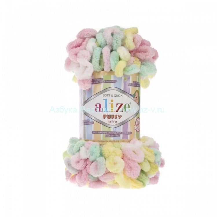 Пряжа Alize Puffy Color, 5862, микрополиэстер 100%, 100 г. 