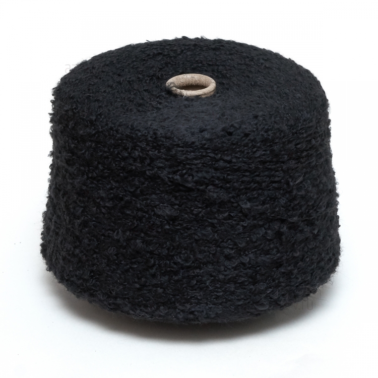 Пряжа в бобине SIRECI, черный 4377, 70% акрил, 15% шерсть, 15% ПА, Nm 3/1