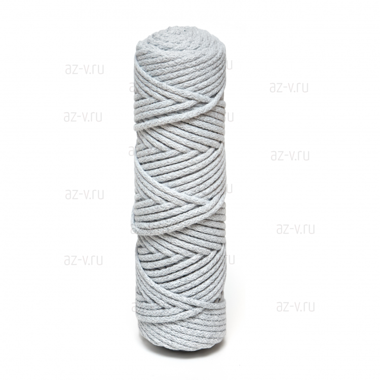 Шнур хлопковый 5 мм.,  50 м., светло серый меланж, AZ 5-107