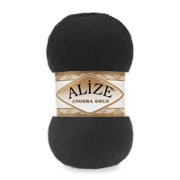 Пряжа Alize Angora Gold, черный 060, 20% шерсть, 80% акрил, 100 гр. 