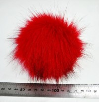 Помпон  искусственный мех, красный - диаметр 8 см. 