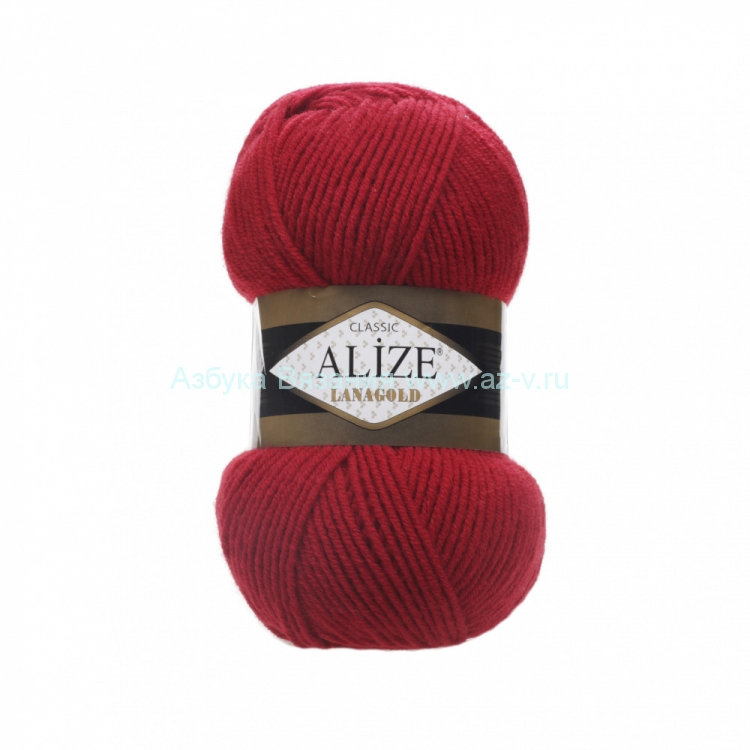 Пряжа Alize Lanagold, красный 056, 49% шерсть, 51% акрил, 100 гр.