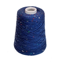Пряжа в бобине, Paillettes Merino, 43150 темно синий , 100% меринос 