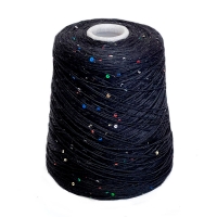 Пряжа в бобине, Paillettes Merino, 7879 черный , 100% меринос  1